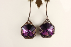 Amethyst Art Nouveau Style Simple Earrings