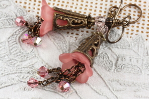 Filigree Flower Earrings Coral