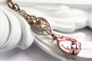 Pink Jeweled Art Nouveau Style Necklace