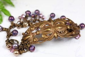 Art Nouveau Style Cuff Bracelet with Beads