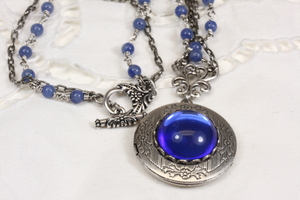 Blue Stone Antique Silver Locket