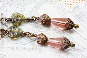 Spring, Art Nouveau Leaf Drop  Earrings