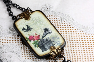 French Shabby Chic Art Necklace